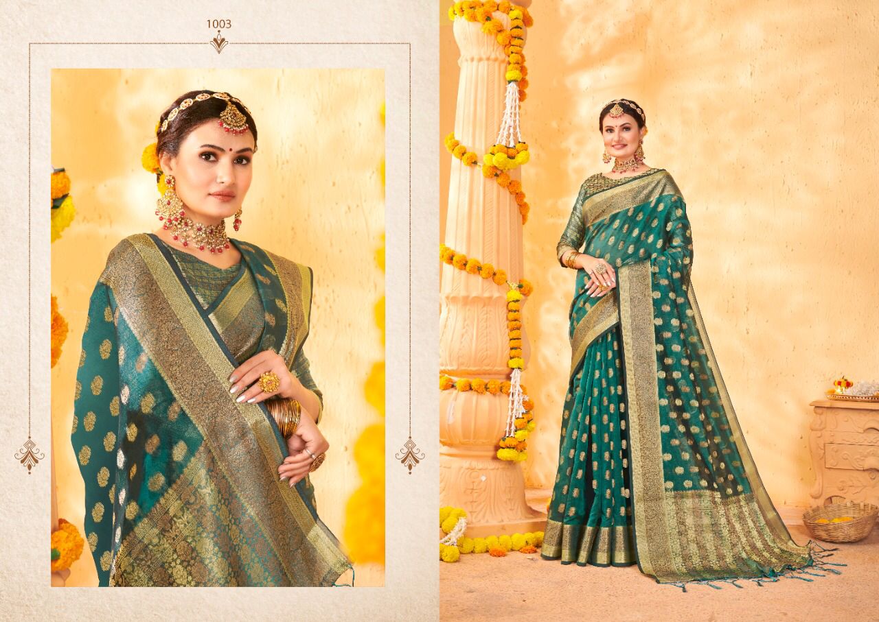Saroj Rimjhim Latest Festive Wear Designer Fancy Organza Silk Saree Collection